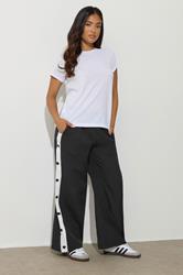 PixieGirl Petite Womens Black Contrast Stripe Wide Leg Trousers | PixieGirl 3