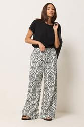 PixieGirl Petite Women's Ivory White Tile Wide Leg Trousers | PixieGirl 3