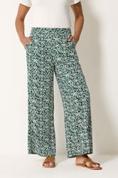 M&Co Green Abstract Print Wide Leg Trousers | M&Co 3