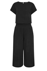 PixieGirl Petite Set Black Cotton Cheesecloth Top & Cropped Trousers