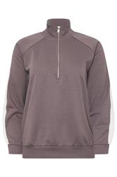 PixieGirl Petite Purple Stripe Quarter Zip Sweatshirt