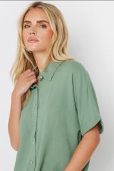 M&Co Petite Green Short Sleeve Linen Shirt | M&Co 2