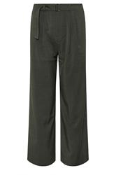 PixieGirl Petite Womens Olive Green Buckle Wide Leg Trousers | PixieGirl 5