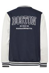 PixieGirl Petite Women's Navy Blue 'Boston' Slogan Varsity Bomber Jacket | PixieGirl 6