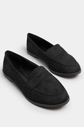 Black Suede Loafers In Wide E Fit | Yours Clothing 5