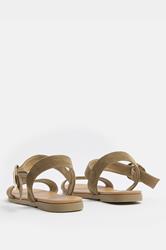 Khaki Green Buckle Detail Sandals In Wide E Fit | Yours Clothing 4