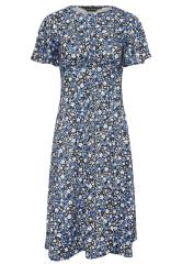 PixieGirl Petite Womens Blue & Black Ditsy Floral Print Midi Dress | PixieGirl 5