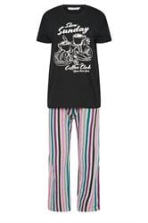 PixieGirl Petite Black Women's 'Slow Sunday Coffee Club' Slogan Pyjama Set | PixieGirl 5