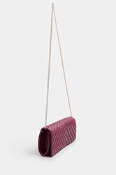 Burgundy Red Faux Leather Chevron Clutch Bag | Yours Clothing 1