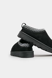 Black & Blue Faux Suede Embroidered Mules In Standard Fit | Yours Clothing 5