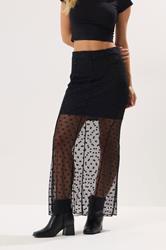 PixieGirl Petite Women's Black Spot Mesh Maxi Skirt | PixieGirl 3