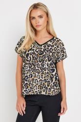 M&Co Petite Women's Natural Brown Leopard Print Short Sleeve Top | M&Co 4
