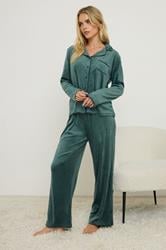 PixieGirl Petite Women's Green Super Luxe Touch Pyjama Set | PixieGirl 1