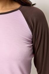 PixieGirl Petite Women's Pink & Brown Contrast Sleeve T-Shirt | PixieGirl 4