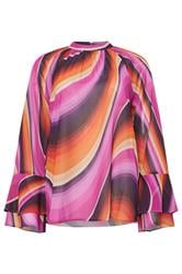 STAR Pink Abstract Flare Sleeve Blouse | StarByJM 7