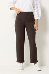 M&Co Petite Chocolate Brown Carpenter Tapered Trousers | M&Co 1