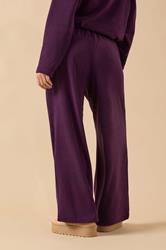 PixieGirl Petite Women's Burgundy Red Fleece Wide Leg Trousers | PixieGirl 3