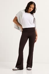 PixieGirl Petite Women's Chocolate Brown Fold Over Flared Leggings | PixieGirl 2