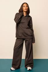 PixieGirl Petite Women's Chocolate Brown Pocket Patch Wide Leg Joggers | PixieGirl 1