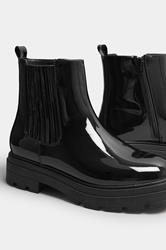Black Patent Chunky Chelsea Boots In Extra Wide EEE Fit | Yours Clothing 5