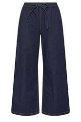 PixieGirl Petite Women's Dark Blue Belt Tie Wide Leg Jeans | PixieGirl  1