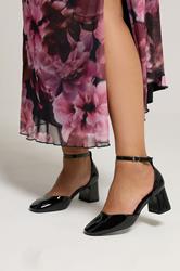 Black Patent Block Mary Jane Heels In Extra Wide EEE Fit | Yours Clothing 1