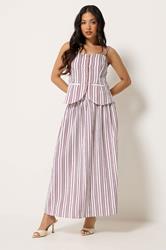 PixieGirl Petite Women's Set Burgundy Red Stripe Cami & Maxi Skirt | PixieGirl 1