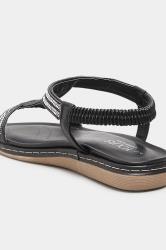 Plus Size Black Diamante Strap Sandals In Extra Wide Fit | Yours Clothing 4