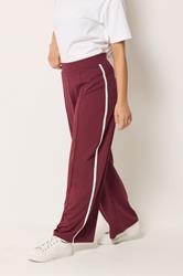 M&Co Petite Berry Red Pintuck Side Stripe Trousers | M&Co 3