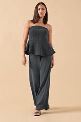 PixieGirl Petite Women's Black Sparkle Peplum Bandeau Top | PixieGirl 3