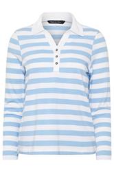 M&Co Petite Blue & White Stripe Cotton Polo Shirt