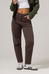 PixieGirl Petite Women's Chocolate Brown Barrel Jeans | PixieGirl 3
