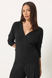 PixieGirl Petite Women's Set Black Wrap Top & Wide Leg Trousers | PixieGirl 2