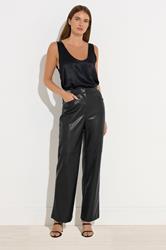 STAR Black Faux Leather Wide Leg Trousers | StarByJM 4