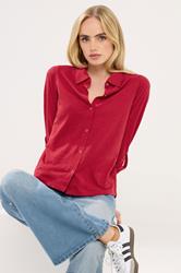 PixieGirl Petite Women's Red Rolled Sleeve Shirt | PixieGirl 1