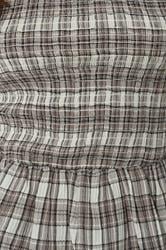 PixieGirl Petite Women's Brown Check Shirred Long Sleeve Top | PixieGirl 5