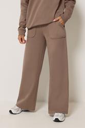PixieGirl Petite Women's Mocha Brown Wide Leg Joggers | PixieGirl 1