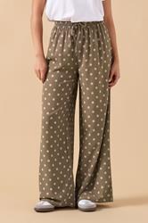 PixieGirl Petite Women's Brown Spot Crepe Wide Leg Trousers | PixieGirl 2