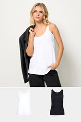 PixieGirl Petite Women's 2 PACK Black & White Dipped Hem Vest Tops | PixieGirl 1