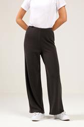 M&Co Petite Brown Ribbed Wide Leg Trousers | M&Co  3