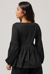PixieGirl Petite Women's Black Tie Front Smock Top | PixieGirl 3