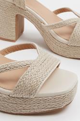 Natural Brown Rope Heel Sandals In Wide E Fit | Yours Clothing 5