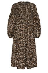 PixieGirl Petite Women's Brown Animal Shirred Puff Sleeve Maxi Dress | PixieGirl 5