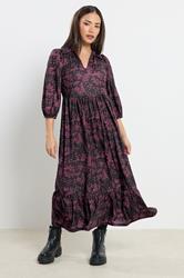 PixieGirl Petite Women's Burgundy Red Abstract Midaxi Dress | PixieGirl 2