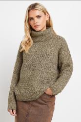 PixieGirl Petite Women's Beige Brown Chunky Roll Neck Jumper | PixieGirl 1