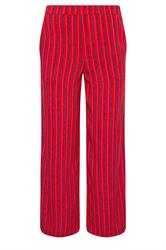 PixieGirl Petite Women's Pink & Red Stripe Wide Leg Trousers | PixieGirl 6
