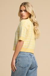 PixieGirl Petite Women's Yellow Knitted Gingham Cardigan | PixieGirl 3