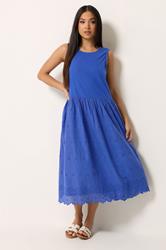 M&Co Petite Blue Broderie Cotton Midi Dress | M&Co 3