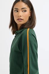 PixieGirl Petite Women's Green & Yellow Stripe Collar Zip Sweatshirt | PixieGirl 4