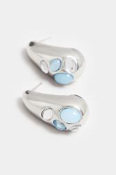 Silver Tone Diamante Tear Drop Earrings | Yours Clothing 3